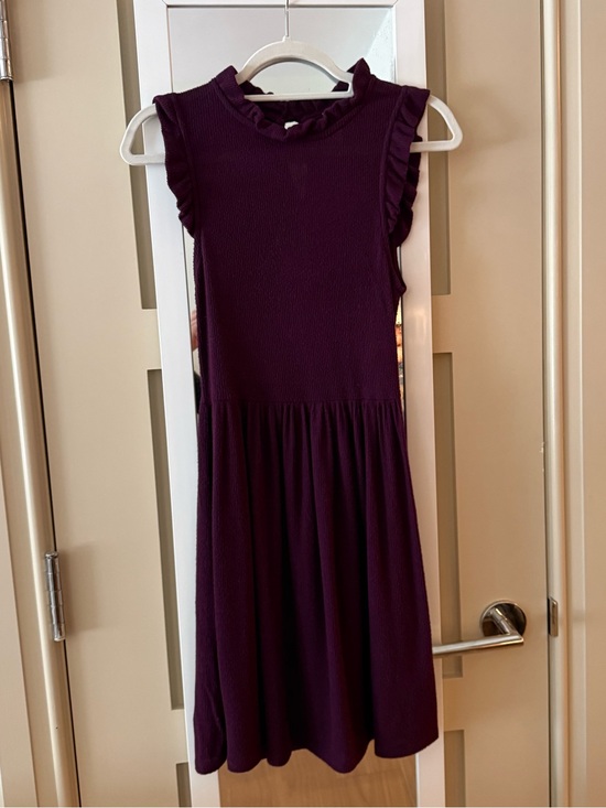 Alya Dresses & Skirts - Alya Plum Ruffle Sleeve Knit Dress
